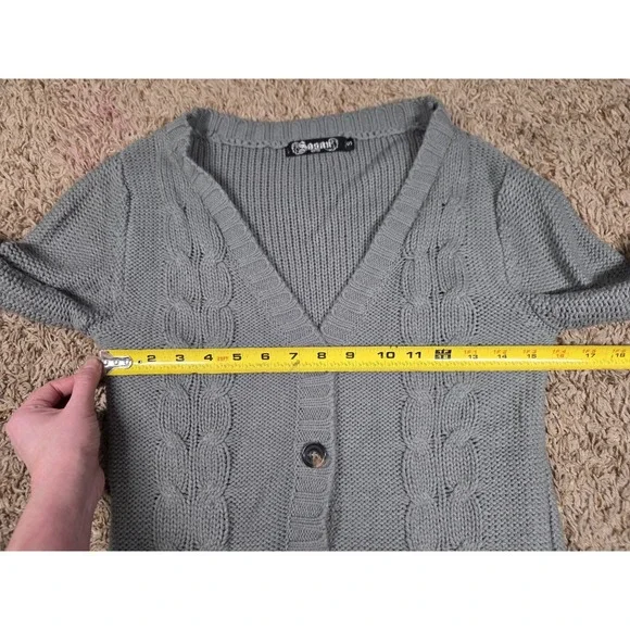 Sagan brand gray‎ cable knit cardigan Size Small - Picture 5 of 9
